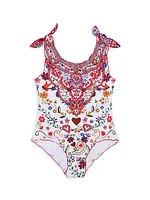 Girl's Printed One-Piece Swimsuit