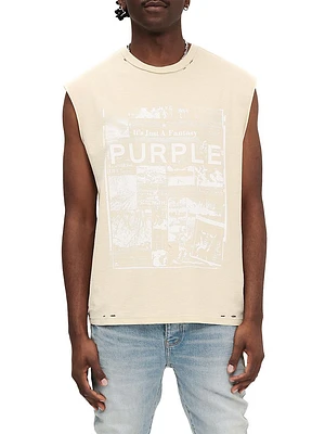 Textured Cotton Jersey Muscle Tank