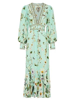 Floral Freefall Printed Silk Maxi Dress