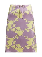 Wild Roses Silk Midi-Skirt