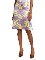 Wild Roses Silk Midi-Skirt