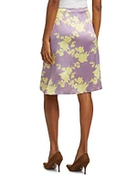 Wild Roses Silk Midi-Skirt