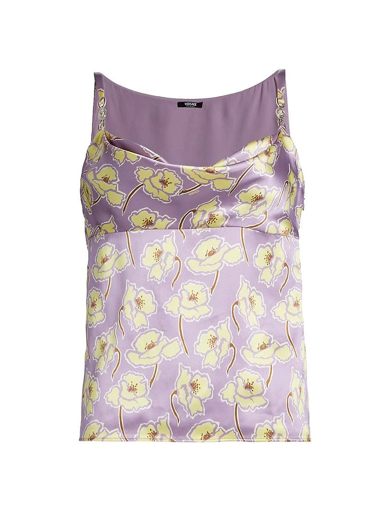 Floral Silk Sleeveless Blouse