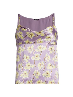 Floral Silk Sleeveless Blouse