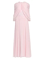 Keyhole Cape Chiffon Silk Gown