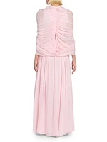 Keyhole Cape Chiffon Silk Gown