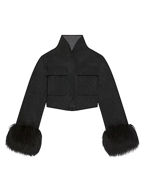 Slim Fit Jacket in Wool and Fur