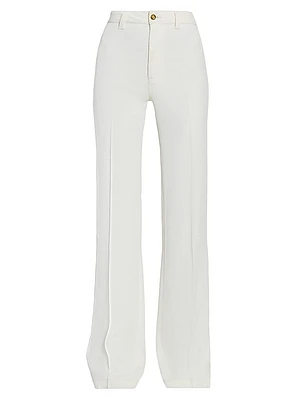 Pintuck High-Rise Slim Trousers