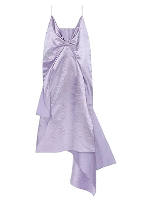 Asymmetric Dress Satin with Oversized Bow