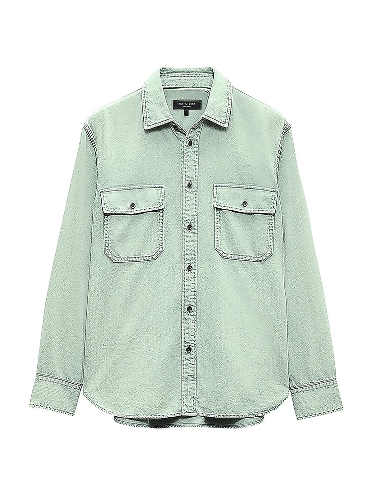 Stretch-Cotton Button-Front Shirt