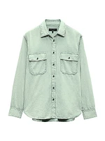 Stretch-Cotton Button-Front Shirt