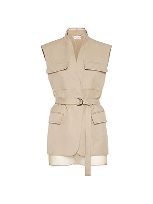 Cotton and Linen Cover Vest with Detachable Organza Insert