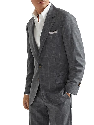 Super 120s Virgin Wool Overcheck Jacket