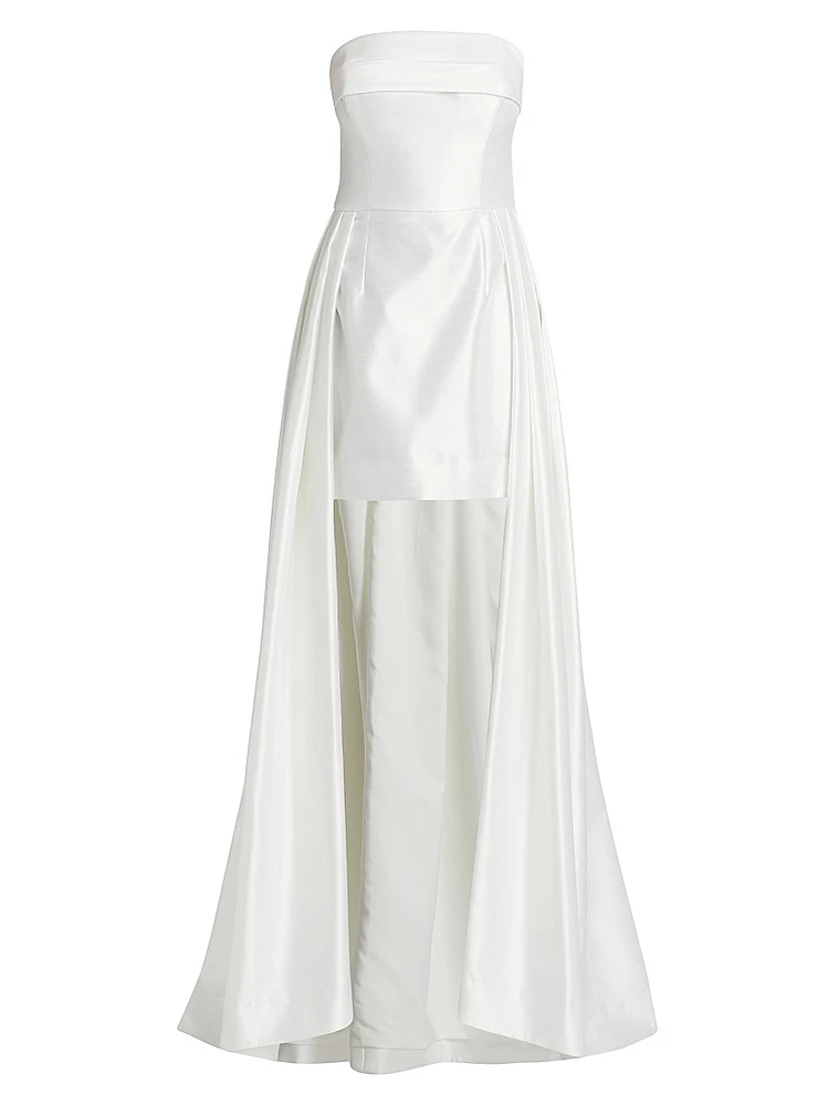 Phaedra Satin Strapless High-Low Gown