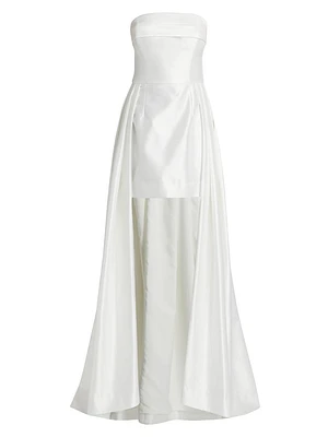 Phaedra Satin Strapless High-Low Gown