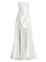 Phaedra Satin Strapless High-Low Gown