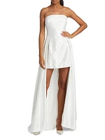 Phaedra Satin Strapless High-Low Gown