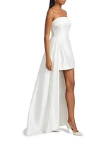 Phaedra Satin Strapless High-Low Gown