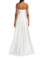 Phaedra Satin Strapless High-Low Gown