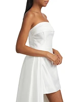 Phaedra Satin Strapless High-Low Gown
