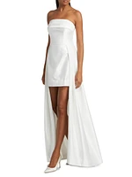 Phaedra Satin Strapless High-Low Gown