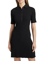 Rib-Knit Polo Minidress