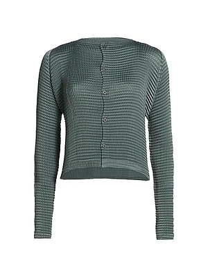 Suede Like Pleats Cardigan