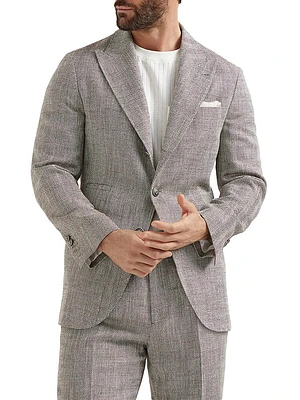 Chevron Deconstructed Blazer with Large Peak Lapels