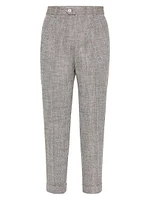 Chevron Leisure Fit Trousers with Double Pleats