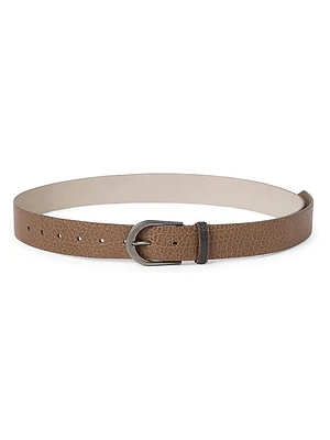 Glossy Hammered Calfskin Belt with Monili