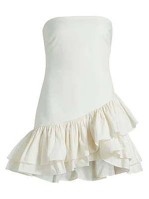 Petula Cotton Ruffled Asymmetric Minidress
