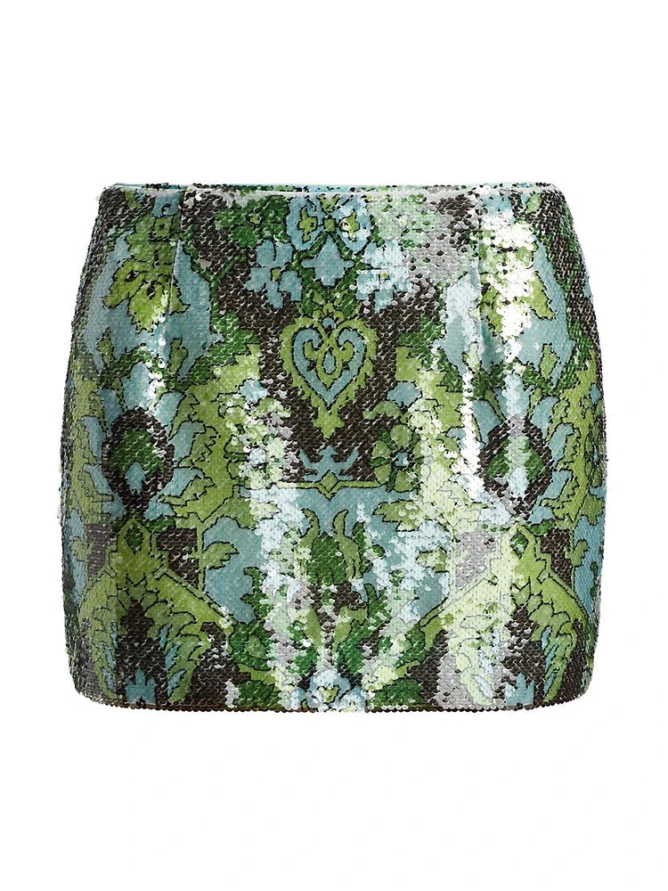 Aspen Sequined Damask Miniskirt