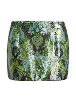 Aspen Sequined Damask Miniskirt
