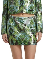 Aspen Sequined Damask Miniskirt