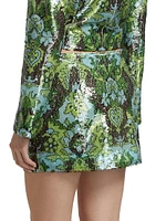 Aspen Sequined Damask Miniskirt
