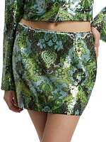 Aspen Sequined Damask Miniskirt