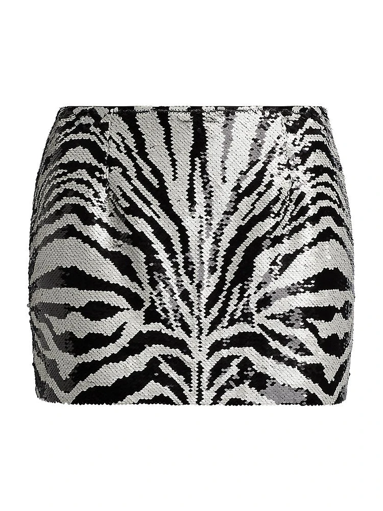Juno Sequined Zebra Miniskirt