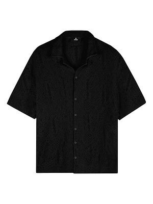 Crochet Cotton-Blend Camp Shirt