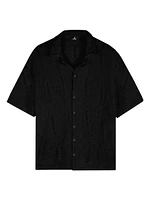 Crochet Cotton-Blend Camp Shirt