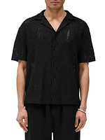 Crochet Cotton-Blend Camp Shirt