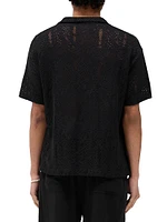 Crochet Cotton-Blend Camp Shirt
