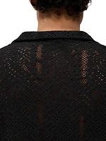 Crochet Cotton-Blend Camp Shirt