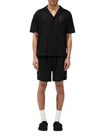 Crochet Cotton-Blend Camp Shirt