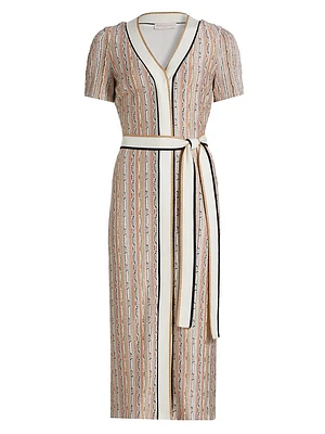 Ronda Striped Knit Tie-Waist Midi-Dress