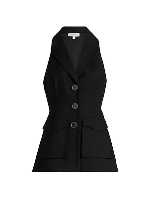 Lisa Notch Lapel Sleeveless Vest