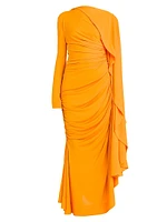 Draped Cape-Sleeve Gown