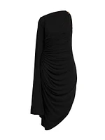 One-Shoulder Draped Midi-Dress