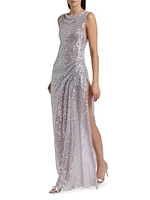 Sequined Side Drape Gown