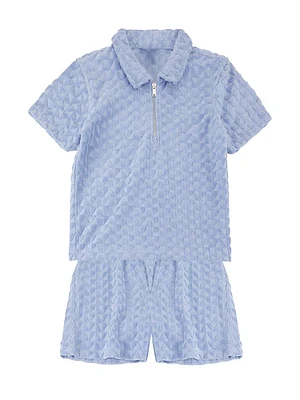 Little Boy's & Terry Cloth Polo Shirt Shorts Set
