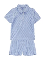 Little Boy's & Terry Cloth Polo Shirt Shorts Set